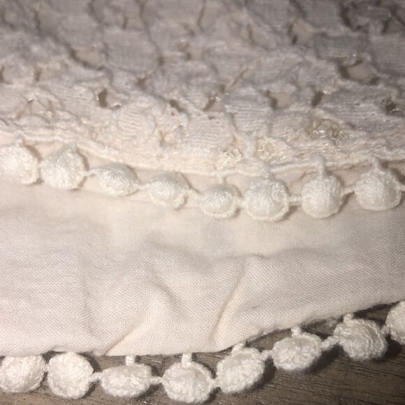 Soft Cream Lace Over Lining Shorts for Summer or Vacation! Pom Pom Hem 32… - Picture 11 of 17